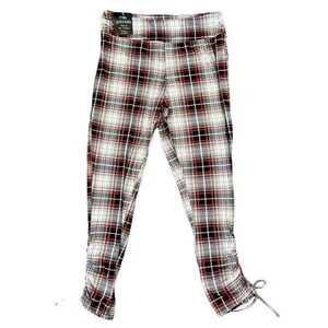 NWT Mlle Gabrielle Women’s Winter Red White Plaid Pull-on Leggings 2X